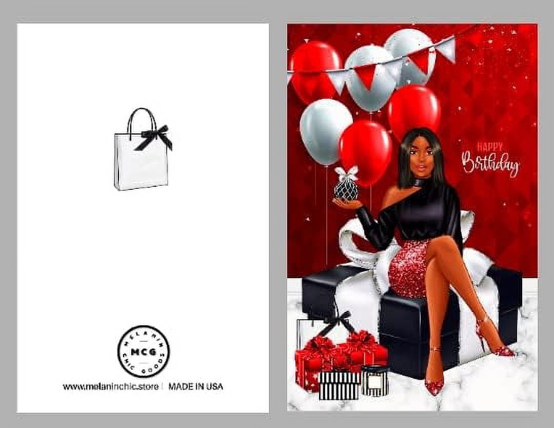 6 Pack African American Birthday Greeting Cards, Cute Birthday Card, Black Girl Queen Happy Birthday card for Wife, Girlfriend, Sisters with Envelope