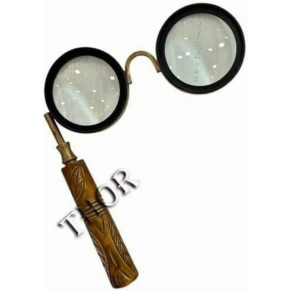 Thor Instruments Antique Brass Handheld with Wooden Handle and Real Glass,Best Reading Magnifier for Elderly,Macular Degeneration