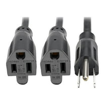 P02418N13A2R Standard Power Extension Cord Y Splitter Cable, 13A, 16AWG (NEMA 515P to 2x NEMA 515R), 18in