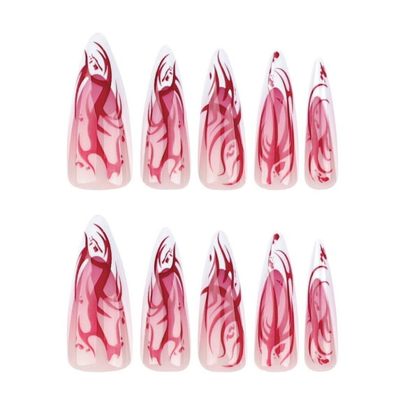 KBANNICAL Holiday Pie Re Wearable French Long Tip Wear Nail on Nails French Tip Medium Coffin Nails Tips Acrylic Nails Coffin Short Coffin Nails on Medium Length on Nails