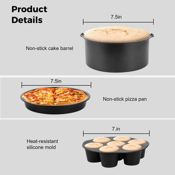 Molde Cuadrado Para Air Fryer - Antiadherente, Resistente Al Calor, Tamaños 7 U 8 Pulgadas, Para Pasteles Y Pizza
