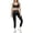 Black, variant on PISONIC Womens Workout Set Two Piece U Back Color Block Sports Bra Matching High Waist Leggings Gym Work Pilates Outfits