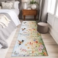 thumbnail image 4 of Runner Rugs 2x6 Ft, Spring Floral Non Slip Area Rugs for Kitchen Bedroom Entryway, Hummingbird Summer Botanical Watercolor Washable Carpet Runner Rug Floor Mats for Bedroom Home Decor, 4 of 9