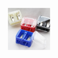 thumbnail image 1 of 4pcs Bulk Dual Holes Plastic Geometric Shape Cosmetic Pencil Sharpeners with Cover Manual Large Eyebrow Pencil Cutter Mini Pocket Pencil Sharpener Accessory (Red+White+Blue+Black), 1 of 7