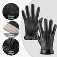 thumbnail image 2 of REDESS Genuine Leather Black Gloves for Men, Soft Winter Warm Touch Screen Gloves for Motorcycle Driving, 2 of 6