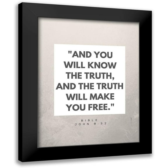 ArtsyQuotes 12x14 Black Modern Framed Museum Art Print Titled - Bible Verse Quote John 8:32
