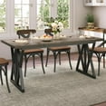 thumbnail image 4 of BedsPick 70" Large Dining Table for 6 People, Indoor Outdoor Rectangular Farmhouse Kitchen Table with Thickness Wood Tabletop, X-Frame Metal Legs for Living Room, Dining Room, Office, Courtyard, Gray, 4 of 16