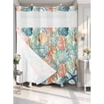 thumbnail image 2 of No Hook Shower Curtain with Snap-in Liner, Coastal Beach Waterproof Fabric Bathroom Curtains, Nautical Summer Coral Starfish Shell Bath Curtains & Mesh Top Window Standard 72"x72", 2 of 9