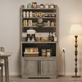 thumbnail image 5 of Ataucjin Coffee Bar Cabinet,Microwave Stand Bakers Rack Cabinet with Power Outlet and Storage,Thickened Counter,Farmhouse Bakers Rack Kitchen Cabinet,Freestanding Kitchen Bakers Rack with Storage, 5 of 7