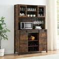 thumbnail image 3 of Ataucjin Farmhouse Bar Cabinet with Sliding Barn Door, 70" Rustic Buffet Cabinet with Storage Shelves, Liquor Cabinet with Wine and Glasses Rack, Sideboard Cupboard for Kitchen, Dining Room, 3 of 7