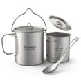 thumbnail image 2 of Kit de Tasse, Ensemble de 3 Pcs Poignée Pliable Spork Ensemble de Pièces 750ml Tasse avec 450ml Tasse d'Eau 750ml Pot 450ml Couvercle Poignée Pliable avec Couvercle Spork Ensemble Extérieur 750ml Pot Tasse Ensemble Pot, 2 of 7