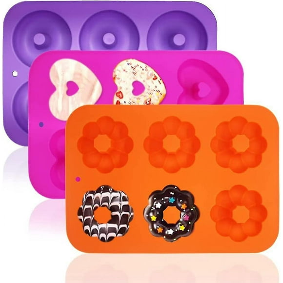 Silicone Baking Tray Doughnut Maker Moulds, Cupcake Tray Silicone Muffin Molds Donut Pan Bagel Making Mould Tray (purple Pink Orange)