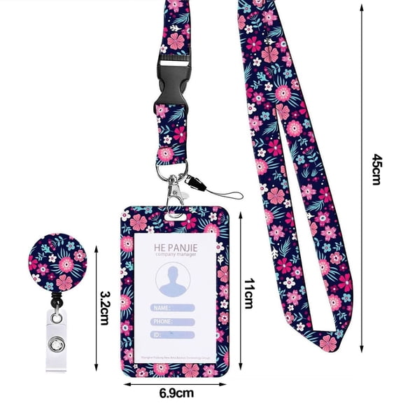 Clearance Under $1.59! 1PC ID Card Holder with Lanyard & Badge Reel, Wearable Name Badge Wallet for Work & Travel, Polyester, for Professionals, Purple, One Size