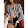 thumbnail image 6 of Gynyvoja Long Sleeve Crewneck Button Down Womens Sweaters Spring Open Front Chunky Cardigan for Women Gray M, 6 of 9