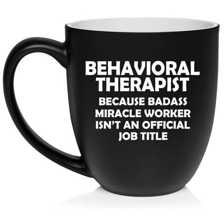 

Behavioral Therapist Miracle Worker Job Title Funny Ceramic Coffee Mug Tea Cup Gift for Her Him Friend Coworker Wife Husband (16oz Matte Black)
