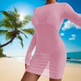 thumbnail image 4 of Traje de baño de 3 piezas para mujer Trajes de baño sexy de corte alto con cubierta de malla (Rosa L) FLhrweasw Para estrenar, 4 of 6