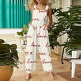 thumbnail image 4 of Fgvctg Valentine's Day Women's Overalls Sleeveless Date Night Spaghetti Straps Overall Adjustable Wide Leg Pant Love Heart Print Bib Overalls Rompers Sprimg Pant With Pockets Red S, 4 of 4