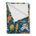 thumbnail image 2 of Astronaut Soft Flannel Fleece Throw Blanket, Outer Space Rockets Stars Planets Moon Landing Waving Galaxy Print, Cozy Plush for Indoor and Outdoor Use, 60" x 80", Dark Sky Blue Apricot, by Ambesonne, 2 of 5