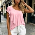 thumbnail image 5 of Posijego Ruffle Tank Tops for Women One Shoulder Elegant Blouses Casual Summer Shirts Sleeveless Stretch Slim Tank Tops, 5 of 9