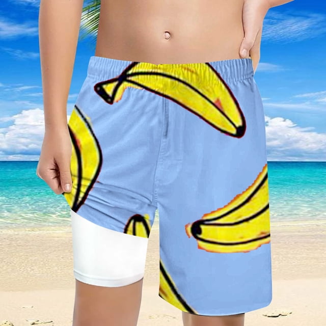 Maillot de Bain Garçon avec Doublure de Compression, Short de Bain Extensible pour Tout-Petit, Boxeur de Mode pour Garçons, Maillot de Bain pour Enfants, 7-8 Ans