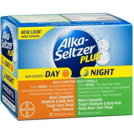 Alka Seltzer Day and Night Cold Effervescent , 20 CT (Pack of 6)