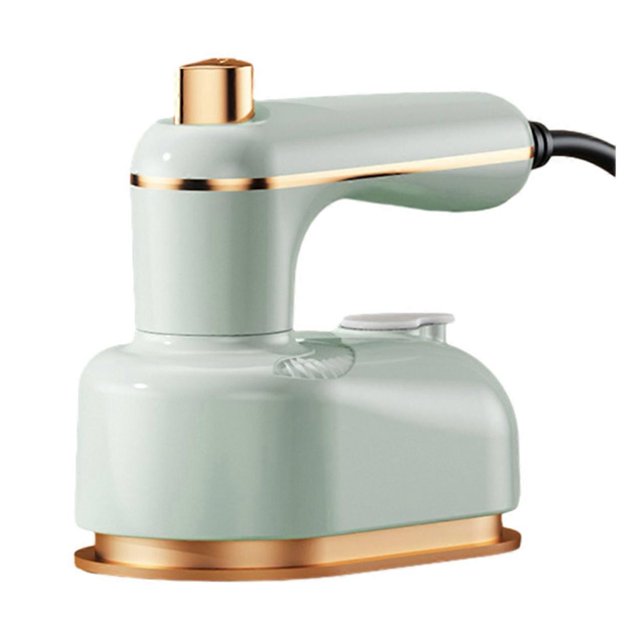 CHAO Plancha eléctrica plegable con mango giratorio, resistente, para quitar arrugas de la ropa, para uso doméstico o de viaje, enchufe británico, color verde