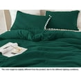 thumbnail image 6 of DNG Luxury 3 Piece Pom Pom Plain Pattern Comforter Set, 800 Thread Count, 100% Egyptian Cotton, White Vintage Pom-Pom Fringe Super Soft (Full/Queen Size Teal Green Color), 6 of 9