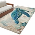 thumbnail image 6 of Teal Sea Turtle Coastal Kitchen Runner Rug 2.7x5 Washable Runners for Hallway Non Slip Vintage Summer Beach Nautical Large Area Rug Indoor Floor Carpet for Bathroom Laundry Entryway Bedroom, 6 of 8