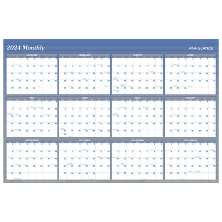 AT-A-GLANCE 2024 Vertical Horizontal Reversible Erasable Yearly Wall Calendar