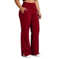 thumbnail image 2 of BRELIL Women Plus Size Straight Leg Trousers High Waisted Casual Pants with Pockets Solid Lounge Long Pants Travel, Wine 2XL, 2 of 7