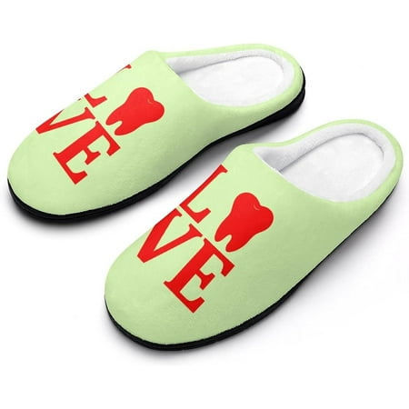 

Dental Love Hygienist Teeth Women s Cotton Slippers Funny Printed Non Skid Rubber Soles