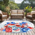 thumbnail image 5 of Independence Day Daisy Washable Round Area Rug 8 ft, Red Blue American Flag Flower Balloon Blue Plaid, Soft Non Slip Rugs Stain Repellent Indoor Felt Carpet for Living Dining Room Bedroom Home Office, 5 of 9