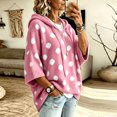 thumbnail image 5 of Domzest Womens Oversized Hooded Knit Sweater V Neck 3/4 Sleeve Drawstring Hoodies 2026 Fall Casual Lightweight Pullover Sweater Plus Size Pink L, 5 of 7