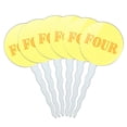 thumbnail image 1 of Four Birthday Diamond Pattern Yellow Cupcake Picks Toppers - Set of 6, 1 of 1
