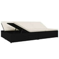 thumbnail image 2 of vidaXL Convertible Sun Bed with Cushions Poly Rattan Black, 2 of 5