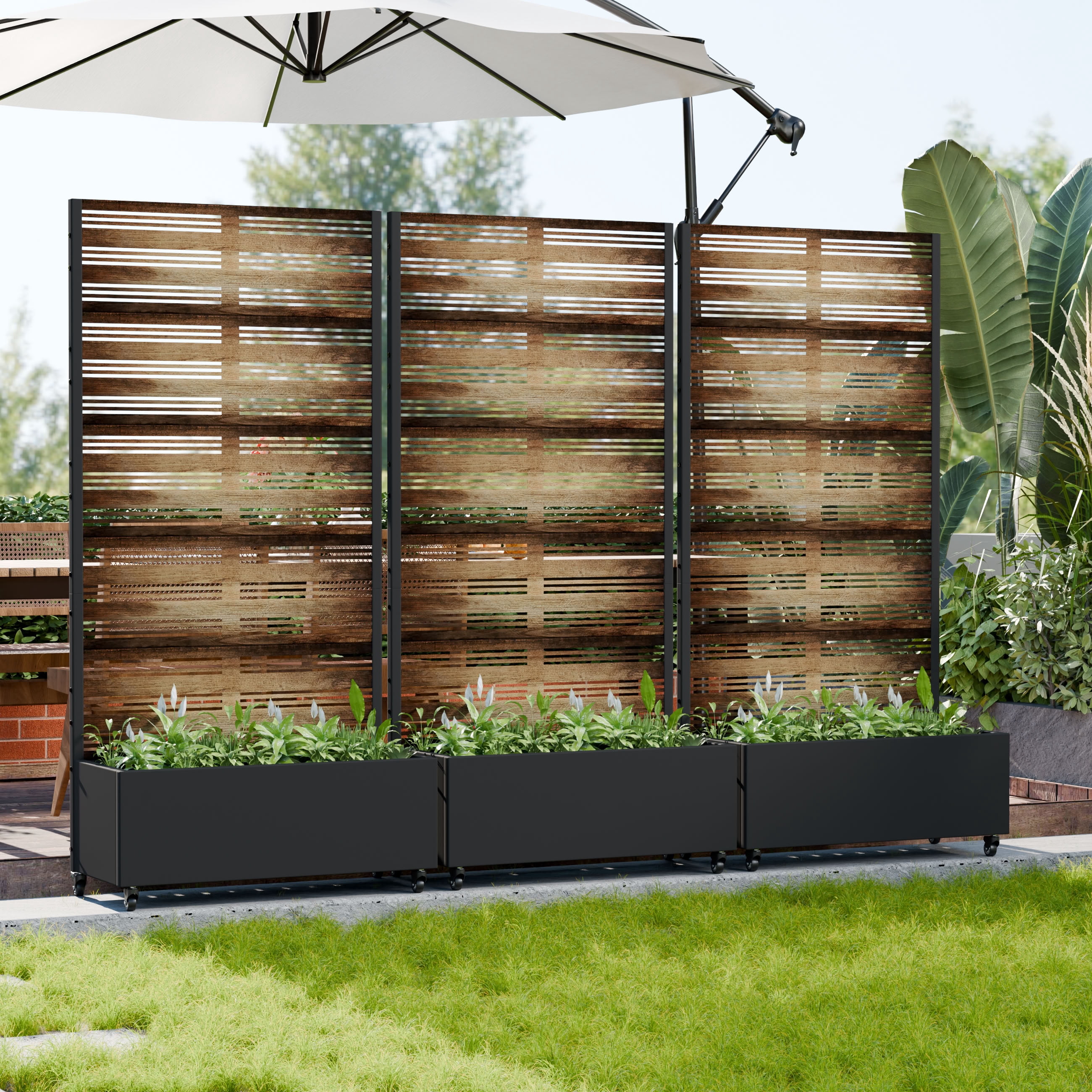 MAYEERTY 72*35in Outdoor Metal Planter Box, Contemporary Metal Planter, Decorative Garden Planter Box for Patio, Balcony, Backyard