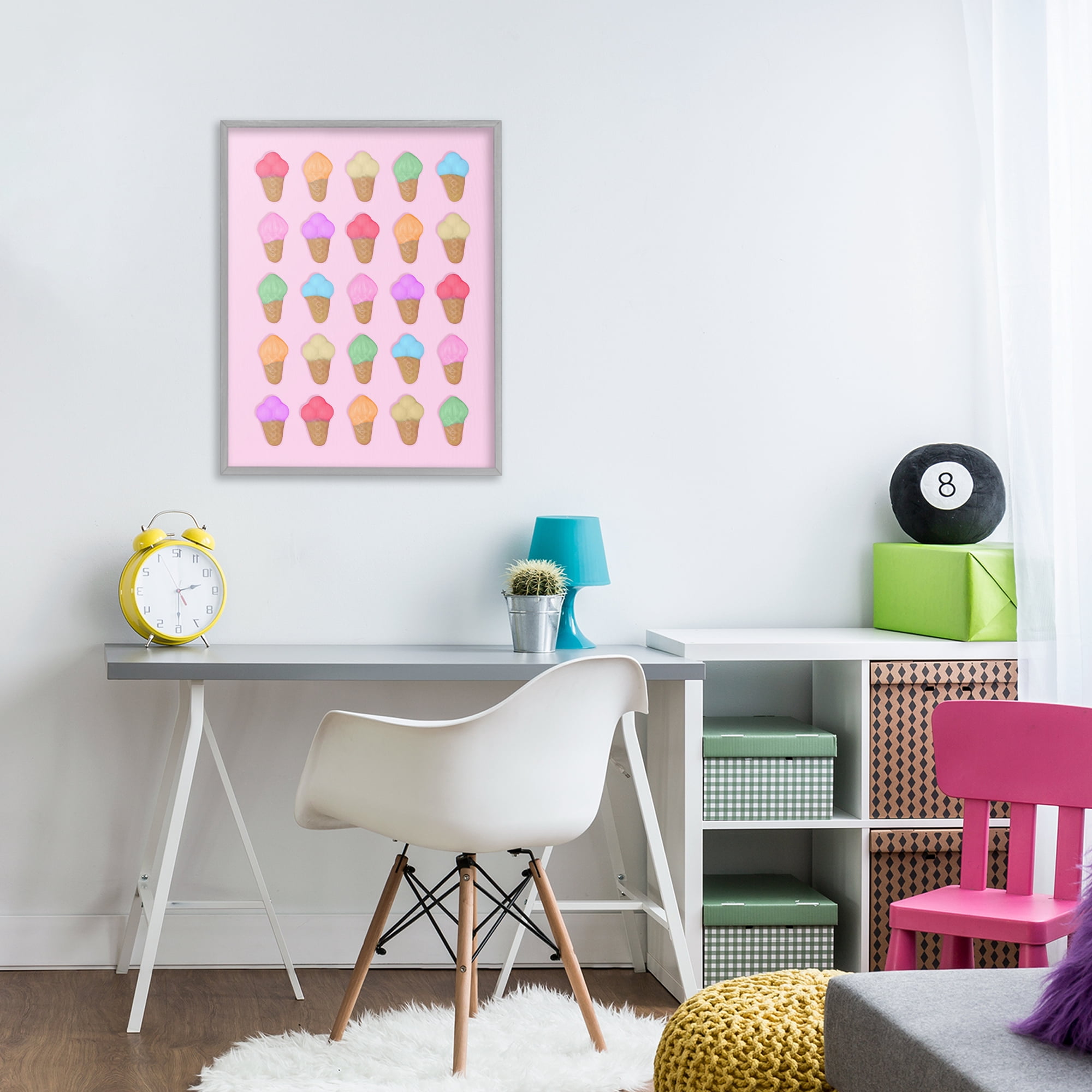 Stupell Industries Ice Cream Shaped Candies Gray Framed Giclee Art, design by LISH Creative
