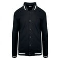 thumbnail image 1 of Cotton Best Men's Black Jacket Fleece White Line Varsity Style L/S (S01), 1 of 6