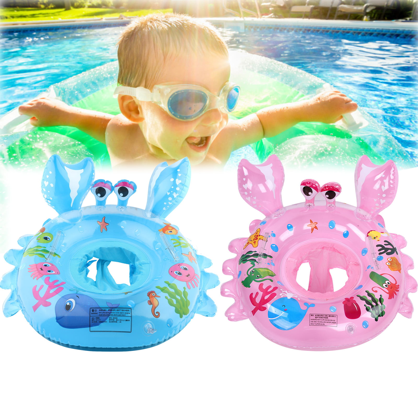 Cartoon Baby Swimming Ring Anti Rollover Portable Pool Float Swim Protector 