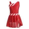 thumbnail image 5 of iiniim Christmas Dance for Girls Sequins Candy Cane Striped Figure Ice Skating Leotard Dress Red 10, 5 of 7