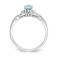 thumbnail image 2 of 10K White Gold Ring Band with Stones (12) December Swiss Blue Topaz Oval Diamond Round, Size 8, 2 of 5