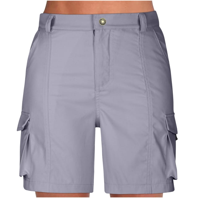 Gspmoly Shorts Shorts Short pour Femmes, Shorts pour Femmes de Couleur Unie Décontractés à Taille Élastique de Randonnée pour Femmes jusqu'à 60 % de Rabais Gris Foncé m