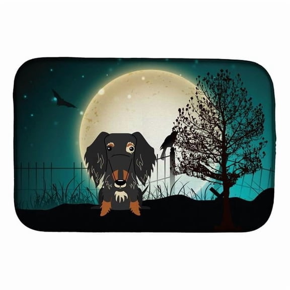 Halloween Scary Wire Haired Dachshund Dapple Dish Drying Mat