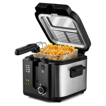 

Hymkun Deep Fryer with Basket 1500W Electric Deep Fryers for Home Use with Temperature Control Removable Lid and 2.5L Non-Stick Inner Pot Easy to Clean