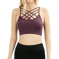 thumbnail image 1 of TheLovely Women & Plus Comfort Seamless Crisscross Front Strappy Bralette Sports Bra Top with Removable Pads, 1 of 4