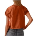 thumbnail image 5 of Liquidation! Hauts Grande Taille pour Femmes, Blouse à Manches Courtes d'Été pour Femmes, Mode Décontractée Unie à Manches Courtes Col Rond Blouses Amples Tee, 5 of 5