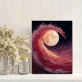 thumbnail image 2 of Abstract Red Wave And Moon Canvas Print Home Cafe Wall Art, 2 of 8