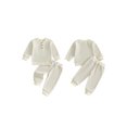 thumbnail image 2 of Loicainy Baby Toddler Boy Fall Outfit 3 6 12 18 24 Months 2T 3T 4T Crew Neck Long Sleeve Pullover Solid Color Waffle Knit Sweatshirt and Joggers Pants Clothes Set, 2 of 9