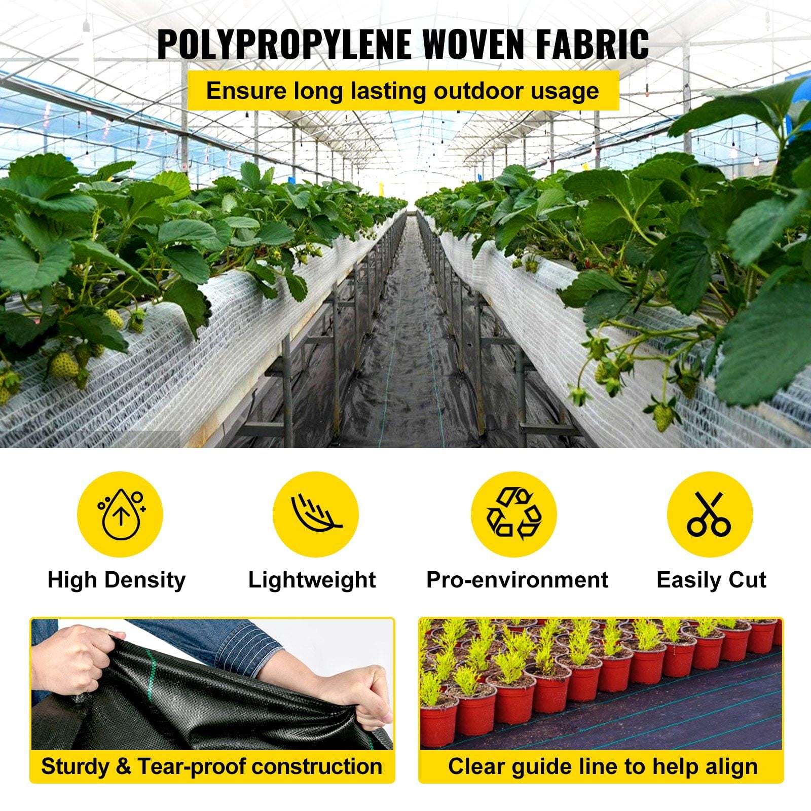2x3FT 300FT Heavy Duty Weed Barrier Fabric - 2.4OZ Woven Ground Cover, High Permeability for Landscaping & Flower Beds
