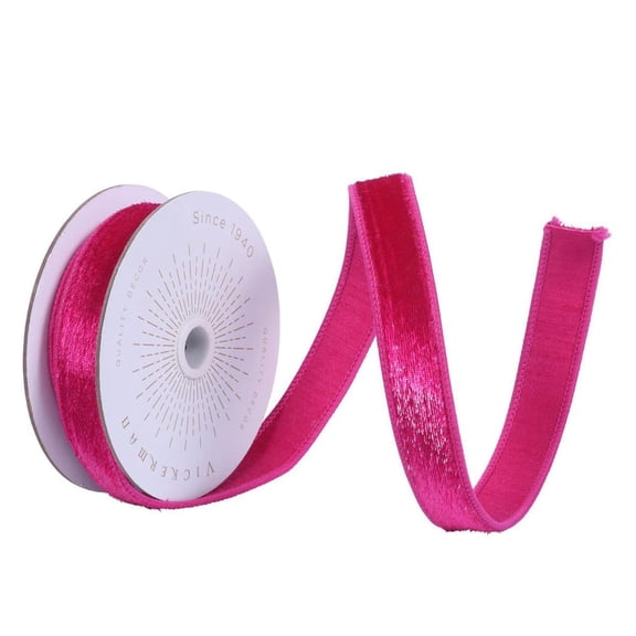 Vickerman Velvet Luster Wired Ribbon Fuchsia 1 Inch 10 Yards